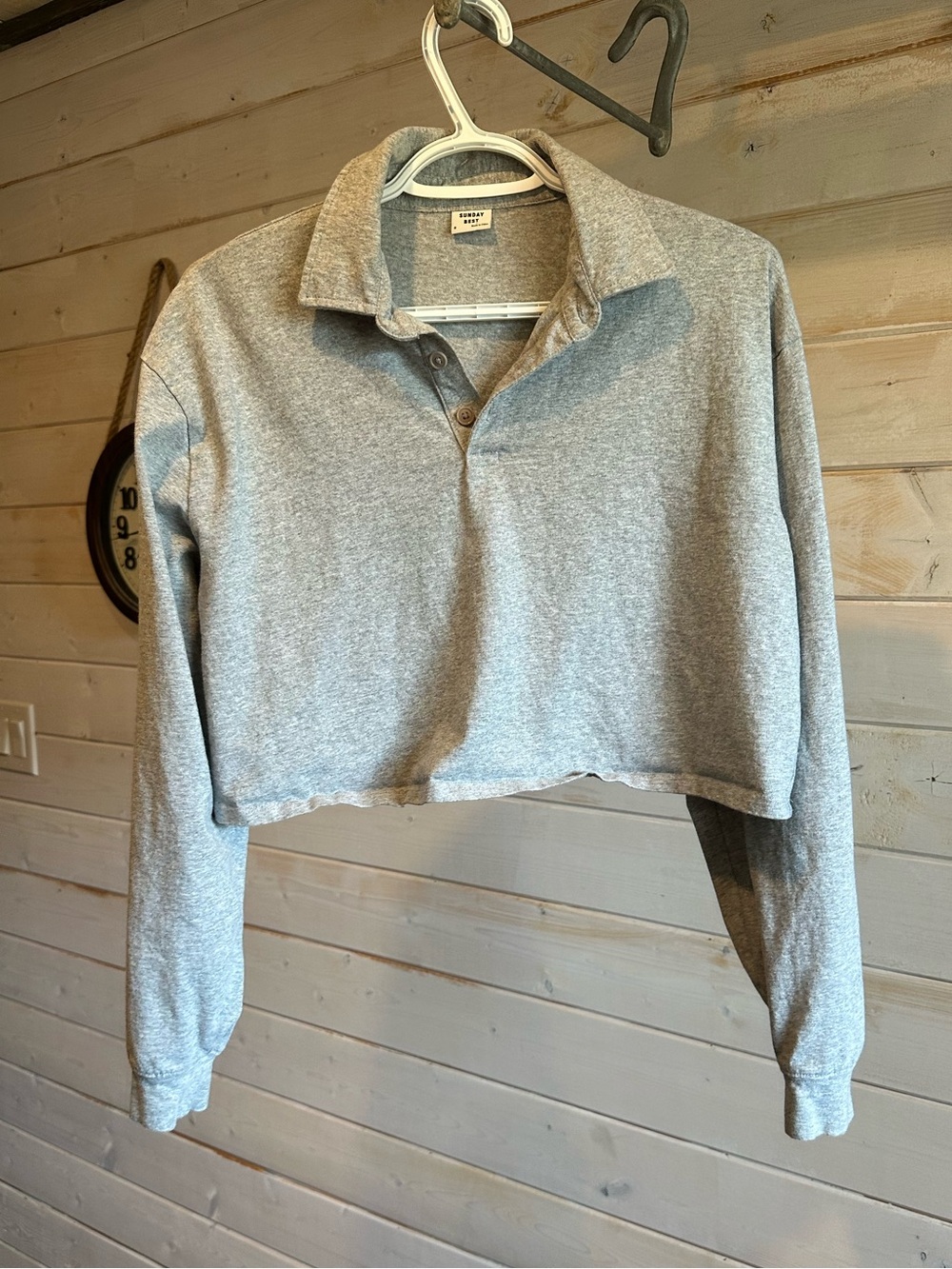 Sunday Best | Grey Cropped Polo Long Sleeve